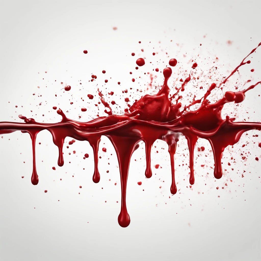 Realistic blood splash isolated on white background