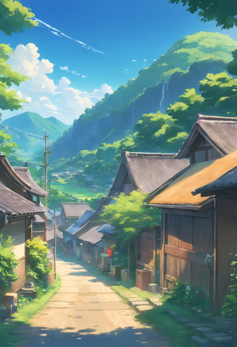 In a rural village background.
