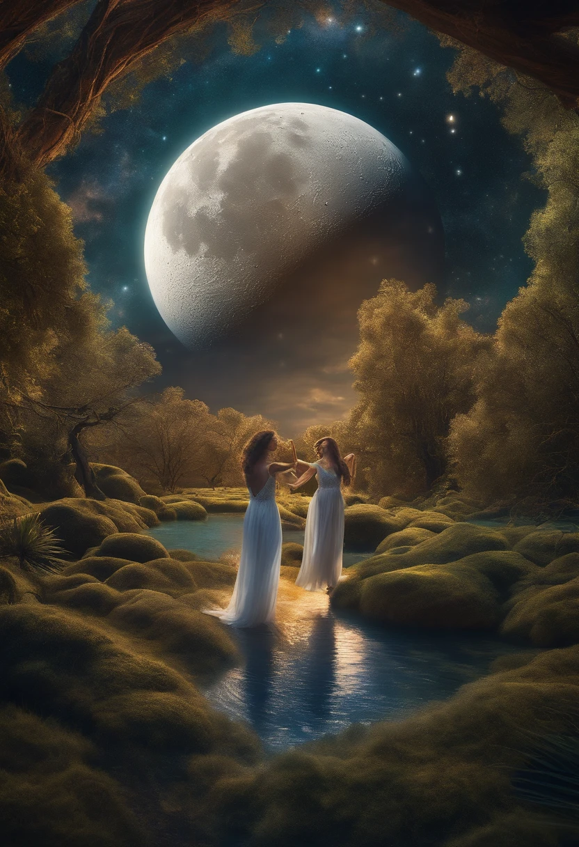 dancing nymphs on the moon of a weird planet, strange forest, starry night silver sparkle, bright colors, highly detailed, double exposure:: acrylic, high detail high definition highly detailed extremely detailed crisp quality photorealistic ultra realistic hyperrealistic ultra detailed award winning wallpaper poster 4k 8k hdr.
Vary Region