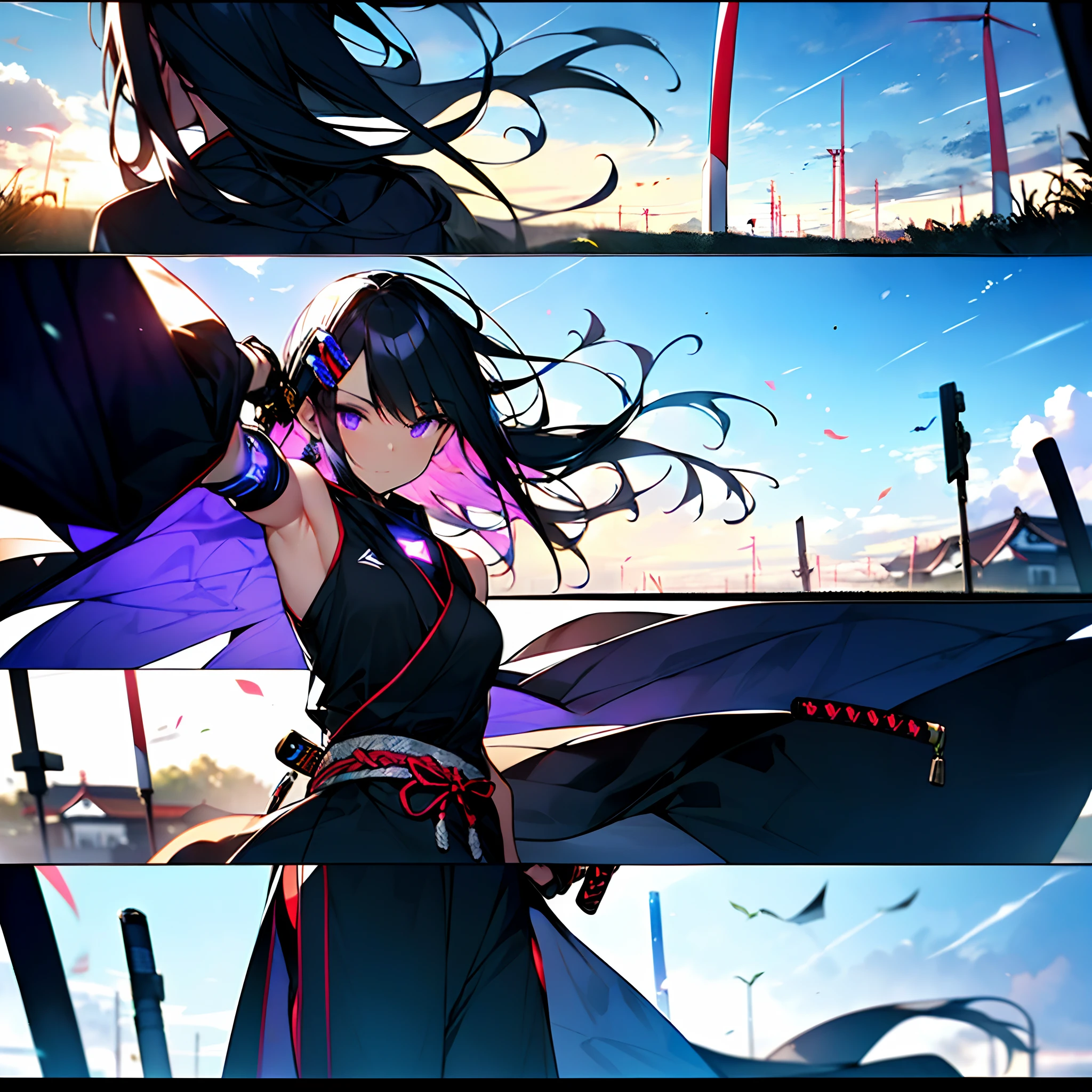 Japanese Katana Sword,(Tachi:1.3),Weapons of mass destruction,purple fire,The blade breaks,(/Black fog:1.3/),hyper HD, retinas, Anatomically correct, Textured skin, Super detail, Best quality, A high resolution,(Game weapons:1.3),(Stylish equipment,and the wind:1.4),