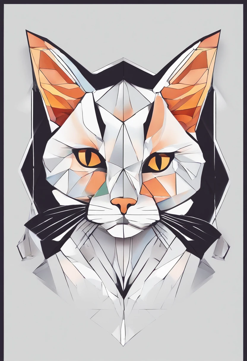 Colorful logo, Cute minimalist illustration of kitten head vector art, devant, magique, Design pointu, Memorandum of Understanding, couleur monochrome, Dark Magic Colorful Splatter Paint, Conception de t-shirt, Studio Ghibli Style, The design must be vector art . Using Adobe Illustrator, Create a, Logo simple mais captivant. Keep the design centered on the cat's eye, Capture its uniqueness and charm. The logo should evoke a sense of sophistication and tranquility. Emphasis on low-poly styling adds a touch of luxury. The overall aesthetic should be sleek and stylish, pertinent par rapport aux objectifs de votre marque et de votre logo, Black Backgrounds, ((Simemeter))　It's a little cat
