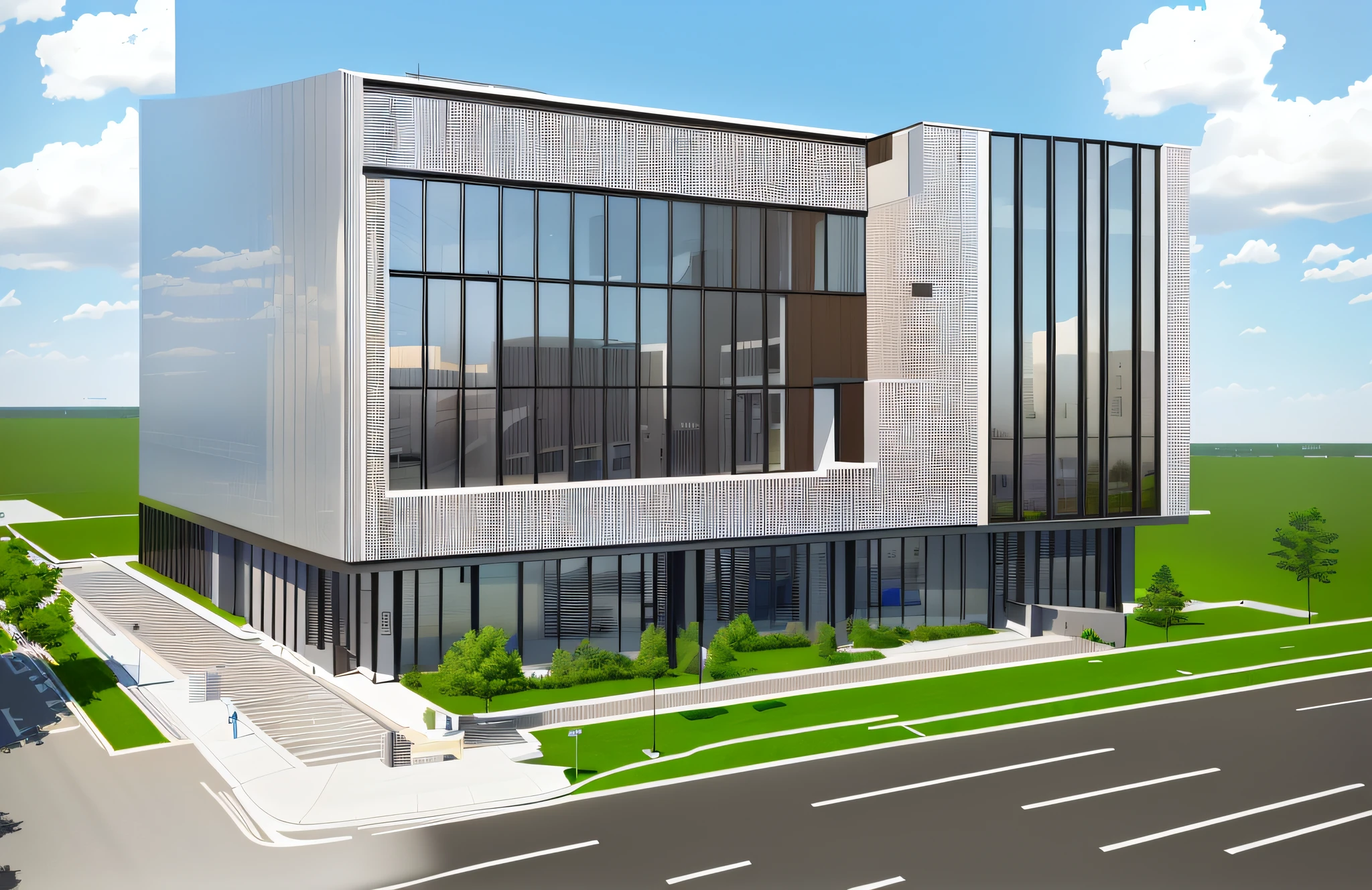 Window detail optimization,with blue sky and white clouds,high end,atmospurate,rendering of a modern office building with a lot of windows, sharp hq rendering, artist impression, wide angle exterior 2022, sharp focus ilustration hq, artist impression, photorender, A digital rendering, building rendering
