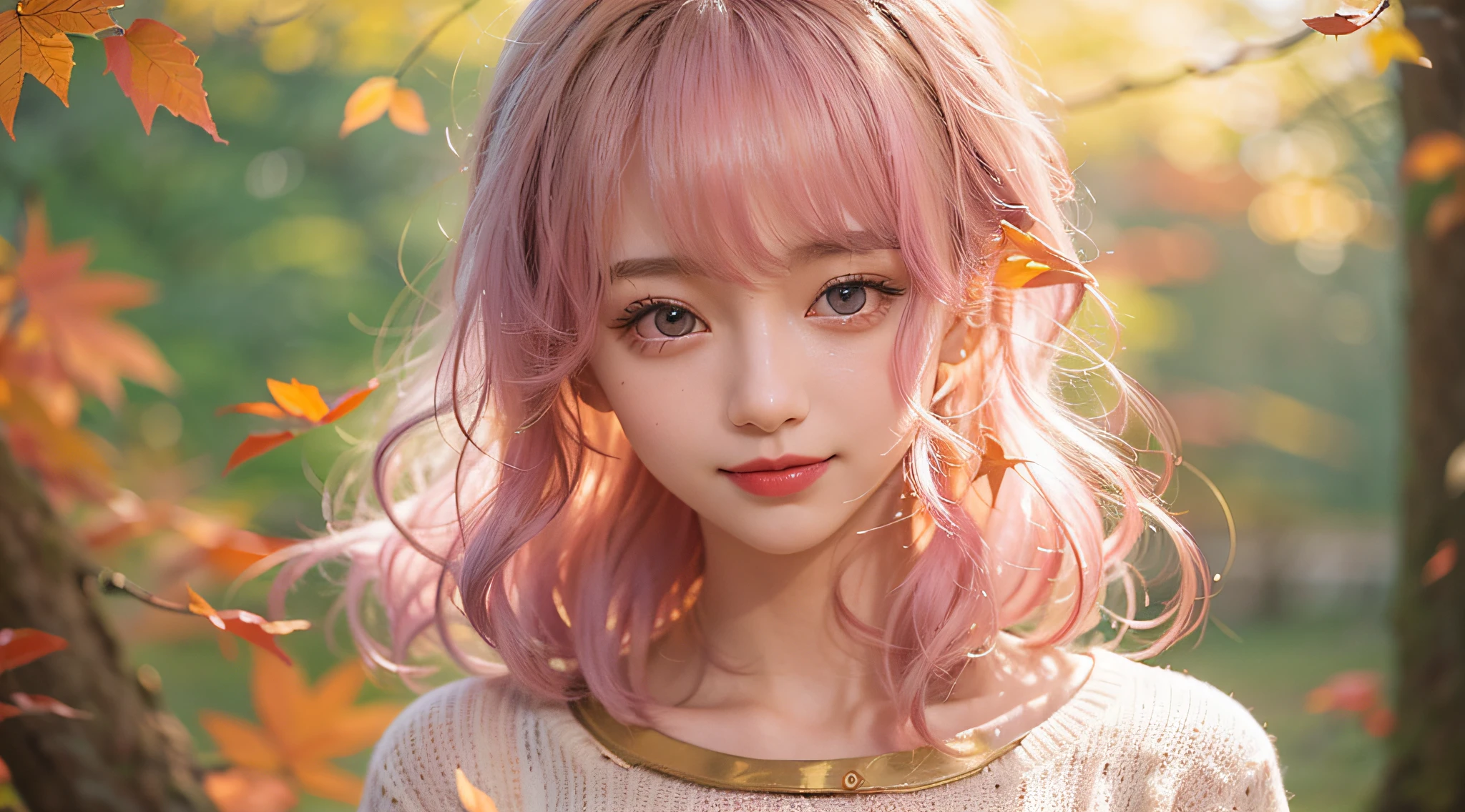 masterpiece, 1 Beautiful girl, Fine grain, highest quality, Ultra High resolution, (reality: 1.4), Cinema Lighting, Beautiful Skin, (Ultra-realistic), (High resolution), (8k), (Very detailed), ( Best illustrations), Pouting slightly, (Crystal colorful lights), Extremely refined and beautiful, beautiful detailed eyes, Round eyes, detailed facial features, (Round pupils:1.4), (alluring face), smile:1.3, Smiling lips, Smile, Beautiful girl, (small breasts:1.3), A shallow smile, Open lips, (Beautiful and detailed face, Beautiful and delicate eyes), pink cheek, mascara, dynamic pose, pink hair, short hair, gray hoodie, mouth mask,