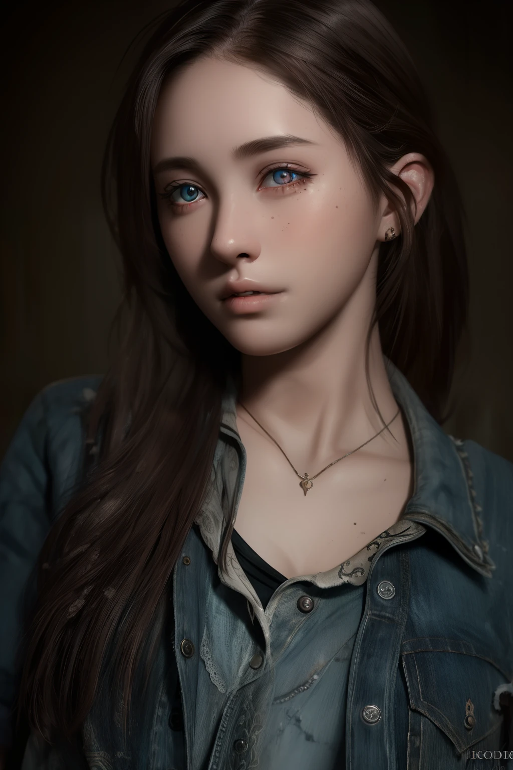 Hyper realistic, 20 years old woman in tattrred and dirty clothes,  highly detailed,  intricate small details,  cute sexy,  detailed face and eyes, deep shadow, cinematic light,  (masterpiece), best quality:1.5), depth of field, rim light