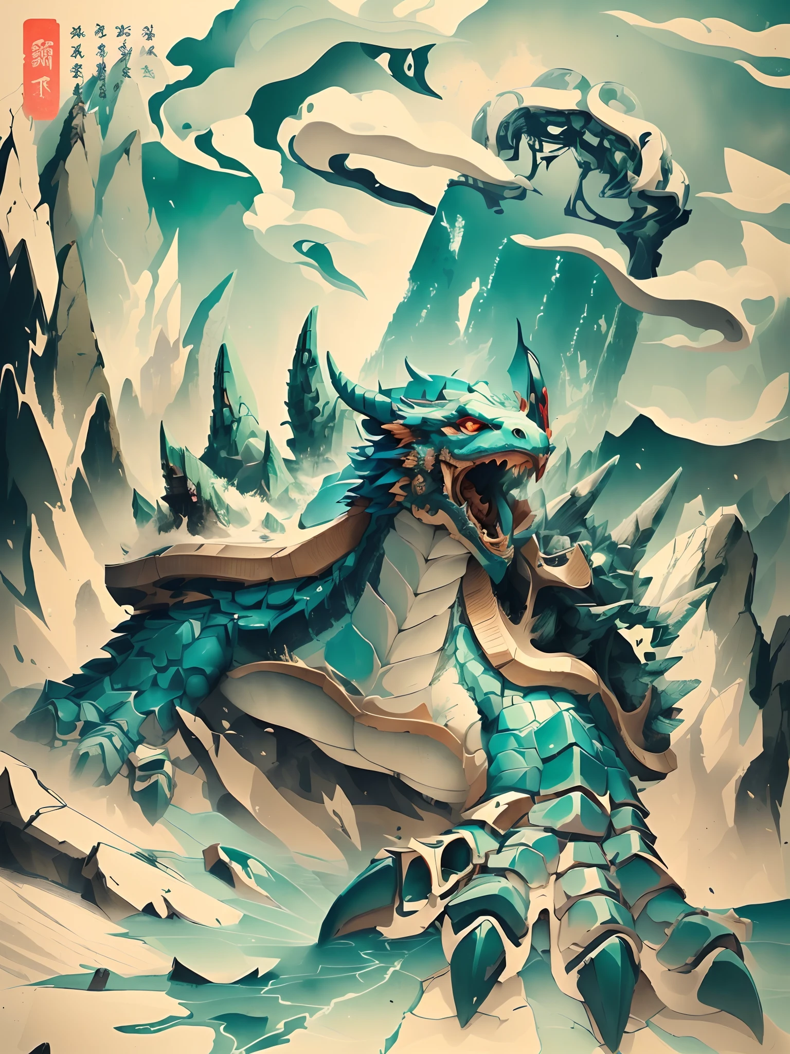 Giant dragon turtle,Mountain and Sea Sutra,Overlord,mountain ranges,Ancient monuments