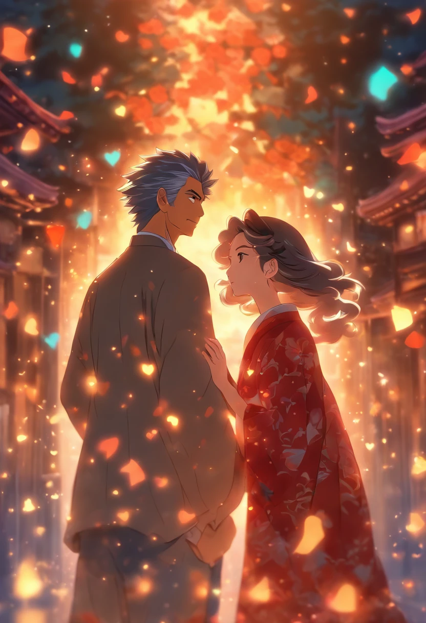Middle aged asian couple in love
