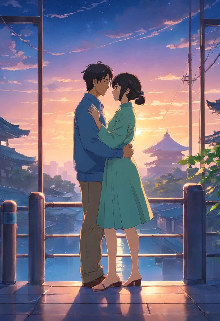 Middle aged Asian couple in love