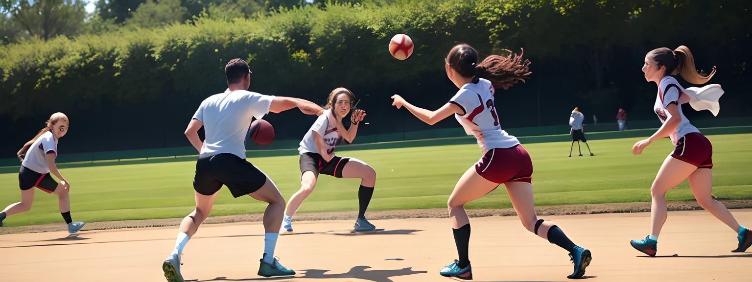 a group of people playing sports