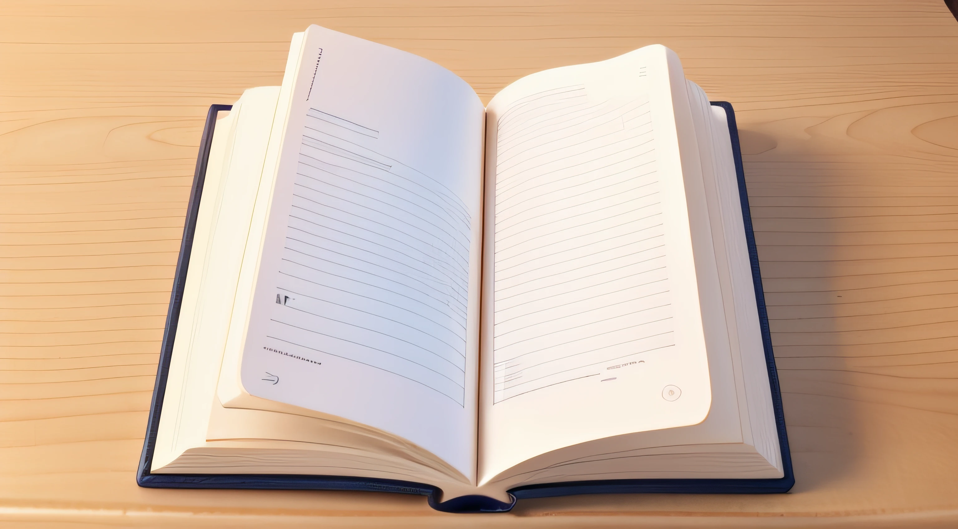 An open book on the table，down view