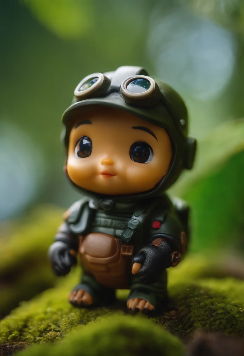 Cute miniature toys, blindbox, pop mart design,
full bodyesbian, Front view, Rainforest with lake background,
Low purity tone, luminance, 8K, illusory engine, Ultra detailed,
photograph realistic, depth of field f2.8, macro photography, Studio lighting