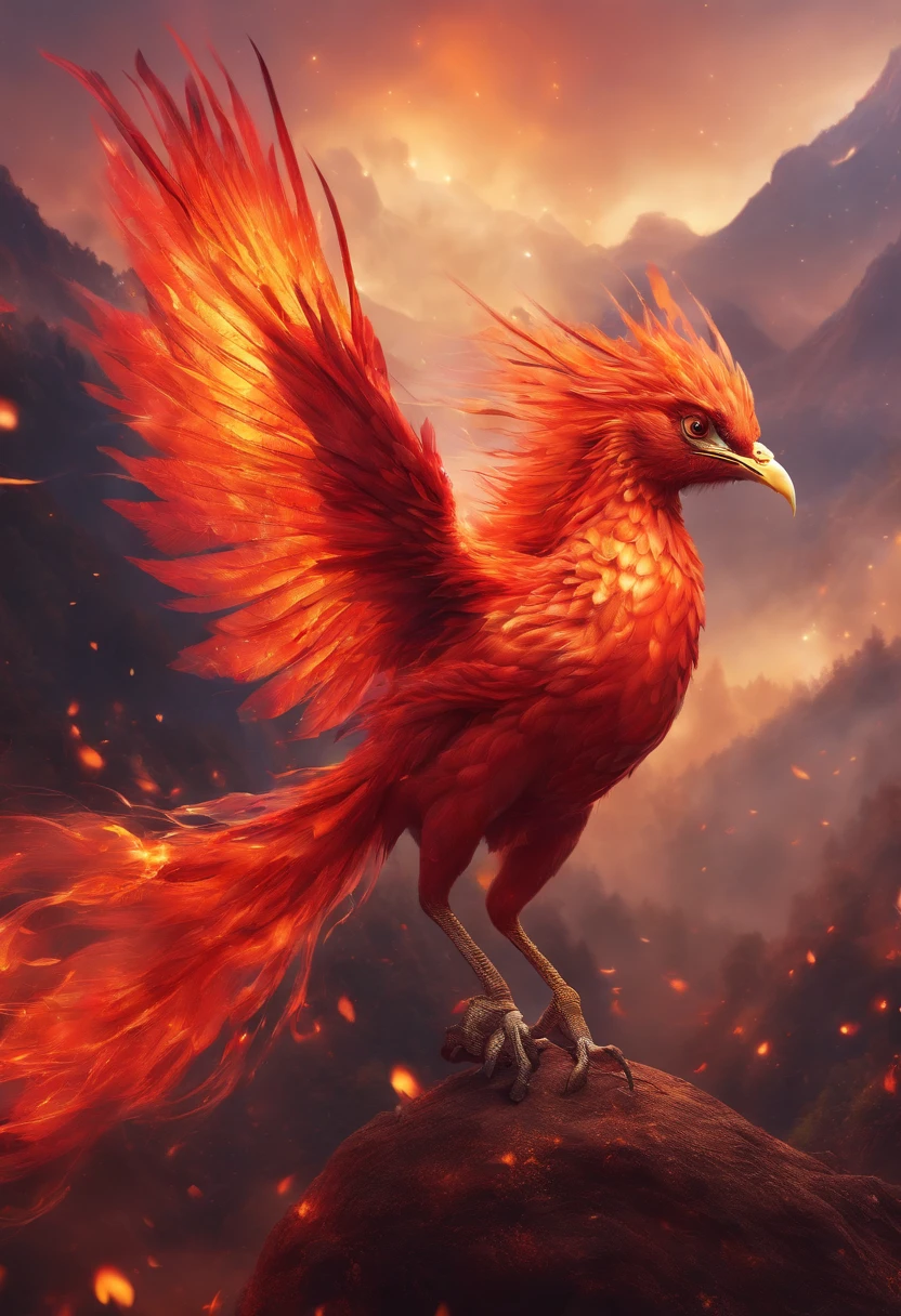 Flaming Firebird,Cracked earth,the detail,super-fine,Ultra photo realsisim,Hyper-realistic,Works of masters,8K wind resolution,OC renderer,