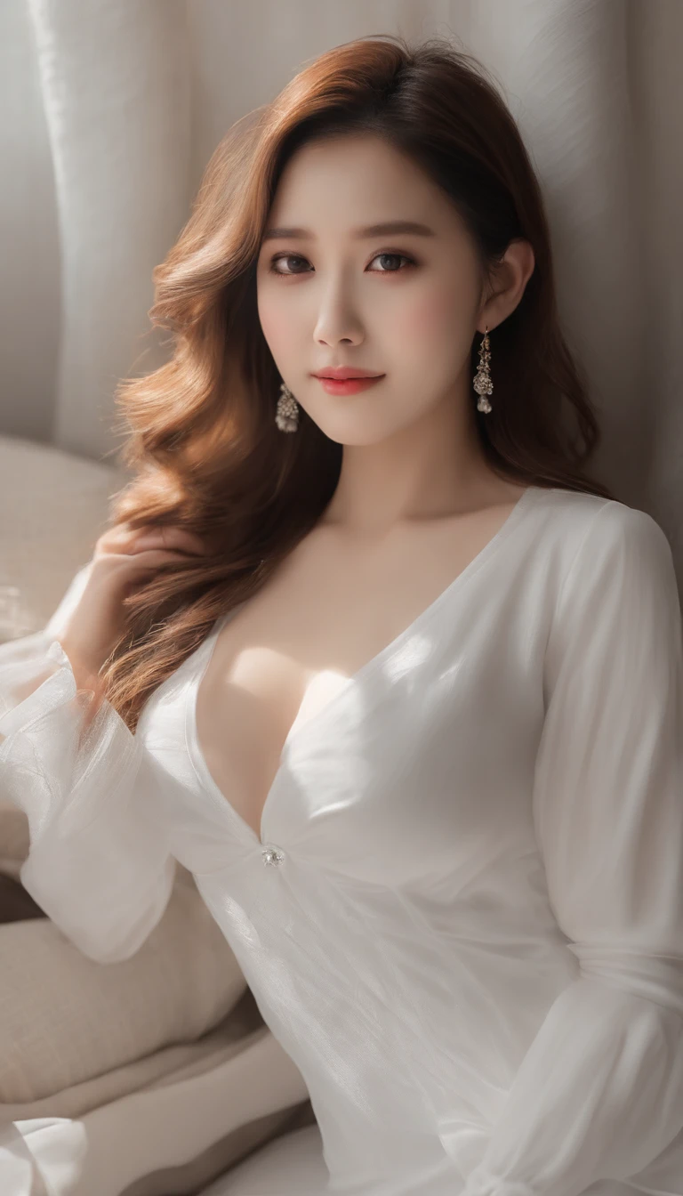 Cuerpo completo, proporciones precisas, modelo europea, 18-year-old Chinese girl, modelo delgada acostada al lado de la cama, sola, small, cabello revoloteando en el viento, tul, piernas largas, pies ligeramente abiertos, nalgas, rubor, timidez, 鎖骨, abdominales, doble tejido, mujer europea, cara hermosa y delicada, piel clara, piel real, (cara detallada), cara de huevo de ganso, poros, super high res, 8k, parameters Best quality, obra maestra, super high res, (realista 2.0), most detail, piel detallada, bragas blancas, cabello lacio moreno, ojos hermosos, asian girl, delgado, moda, chica cosplay, novia, hermoso, hermoso, flores, Studio lighting