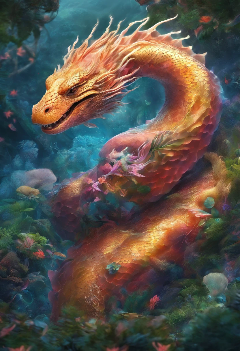 Dragon turtle,Dragon head snake tail turtle back,Huge waves,the detail,super-fine,Ultra photo realsisim,Hyper-realistic,Works of masters,8K wind resolution,OC renderer,