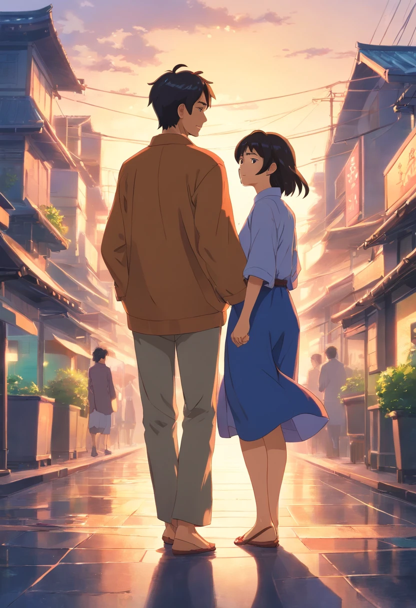 Middle aged Asian couple in love
