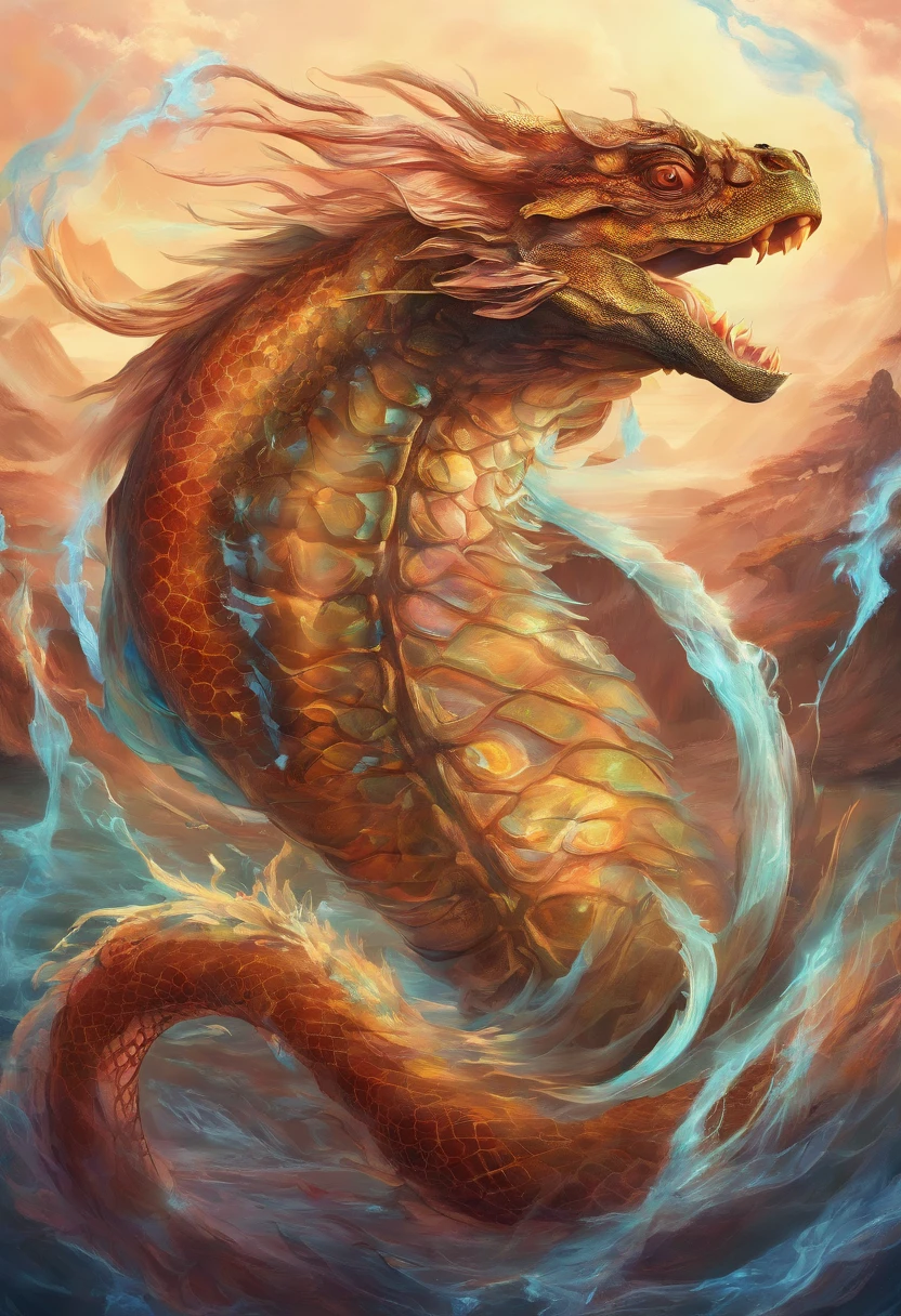 Dragon turtle,Dragon head snake tail turtle body,Stout limbs,Heavy tortoiseshell shell,Huge waves,the detail,super-fine,Ultra photo realsisim,Hyper-realistic,Works of masters,8K wind resolution,OC renderer,