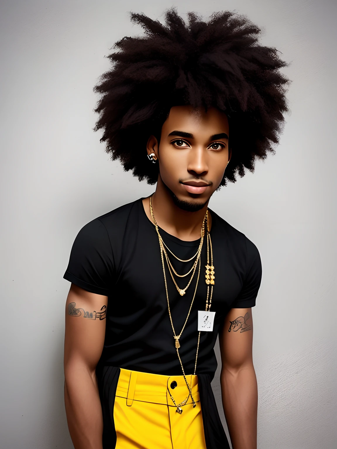 Of course, voici une description du personnage :
nom : Jamal Williams
Age : 25 ans
Apparence : Jamal a la peau d'un teint clair, ce qui lui donne une chaleur, golden glow when exposed to light. Her hair is dense and curly, Black as ebony. Il a un visage anguleux avec des traits fins, Expressive dark hazel eyes and a contagious smile. His stature is slender and athletic, with a casual look that reflects her self-confidence.
Style vestimentaire : Jamal has an eclectic style of dress that mixes urban influences with more classic elements, atipique. He likes well-cut clothes, often embellished with bright colors and bold patterns. He is often seen wearing accessories such as earrings and bracelets that reflect his creative personality.
Gros bonnet : Jamal is a passionate person, with a quick wit and an infectious sense of humor. He is curious by nature and likes to explore new ideas and experiences. He has a pronounced artistic side and often spends time drawing, Painting or creating music. Although it can be booked at the beginning, He proves to be a loyal and benevolent person towards those he considers close to him.
histoire : Jamal a grandi dans une grande ville, surrounded by a loving family who encouraged him to follow his artistic passions. He studied fine art at university and has since found his place in the local art scene. Il utilise son talent pour inspirer les autres et exprimer sa vision unique du monde.