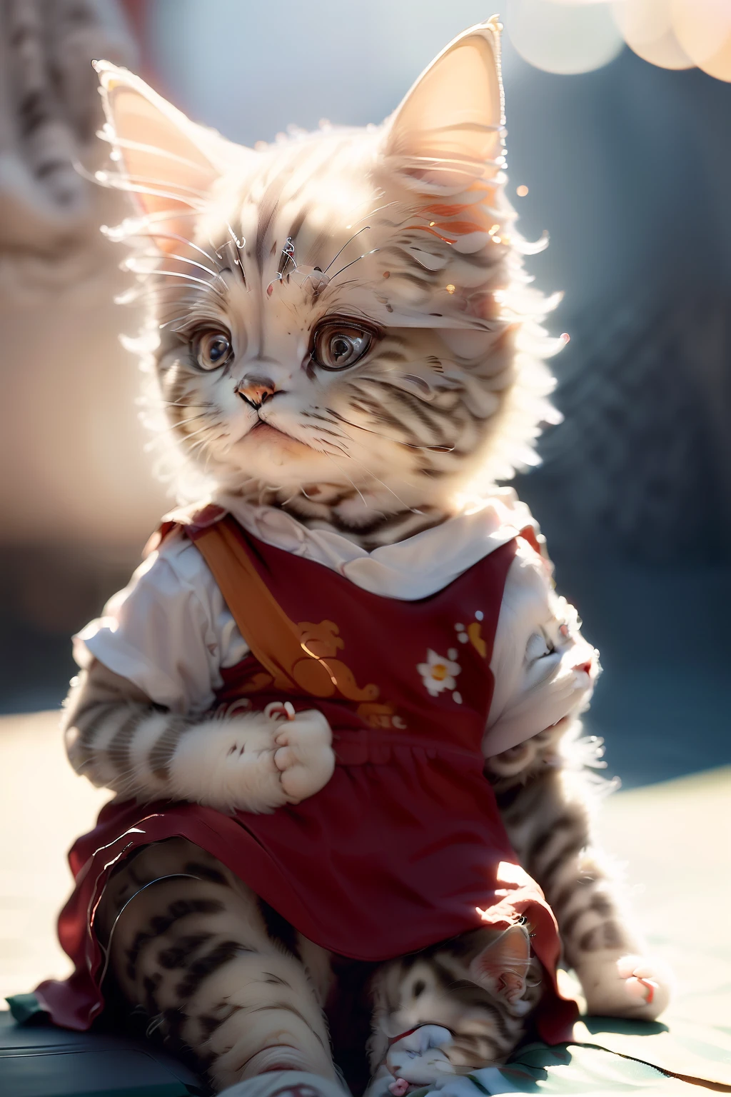 (maomihb:1.1),Tibetan,( no human:1.5), children focus,In focus, LongShot,(a 2-year-old kitten:1.5).(full body:1.3), brown eyes,(Tibetan clothing:1.2),
outdoor,(stylish and luxurious shopping street that is empty:1.2),(twilight:1.3),
light particles,sparkle,backlighting,Extremely simple background,(Depth of field:1.5),( bokeh background:1.2), (blurred background:1.4),