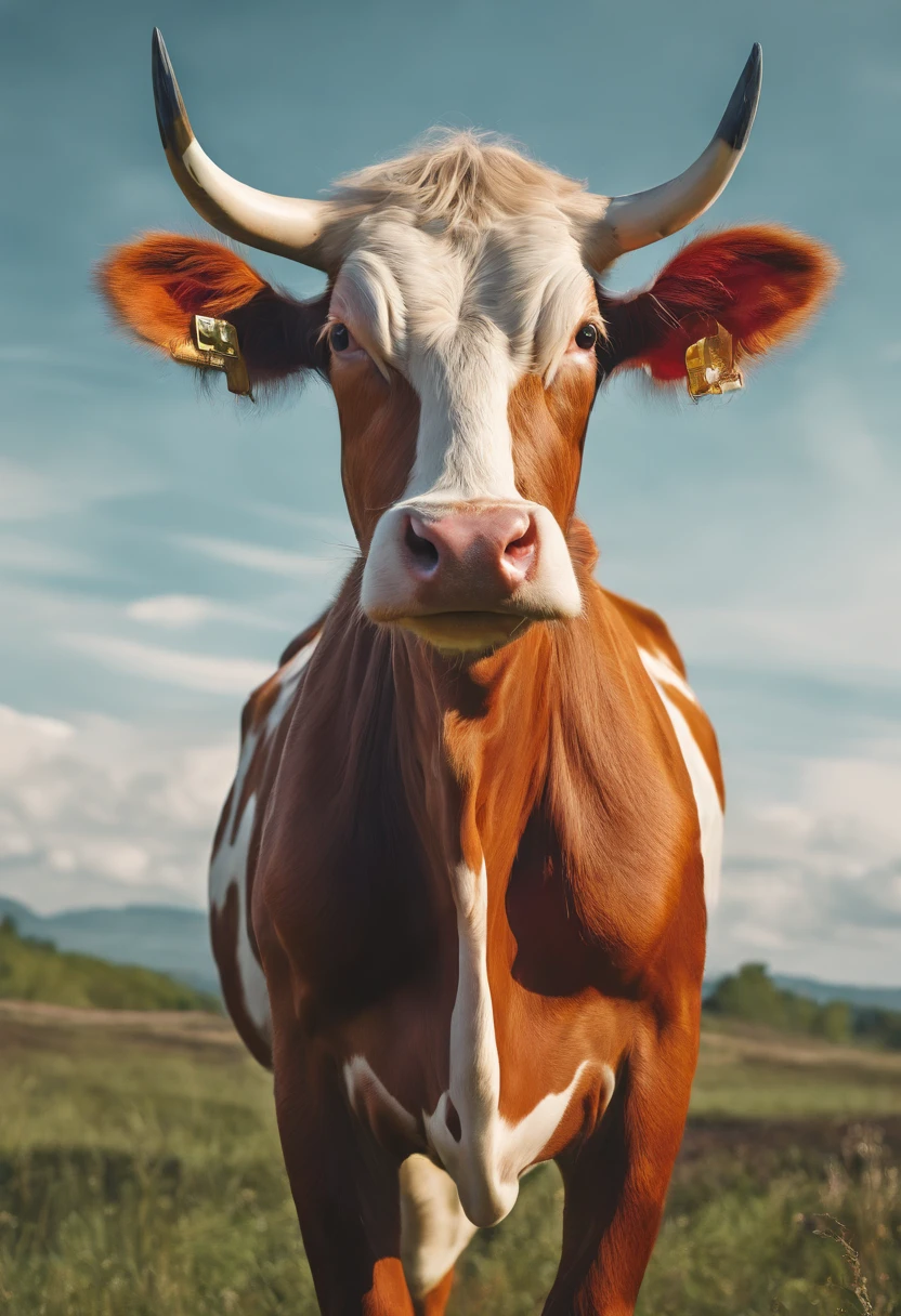 create me an image of a cow with skins made from leather shoes on gray background with no human model and in 4k quality picture