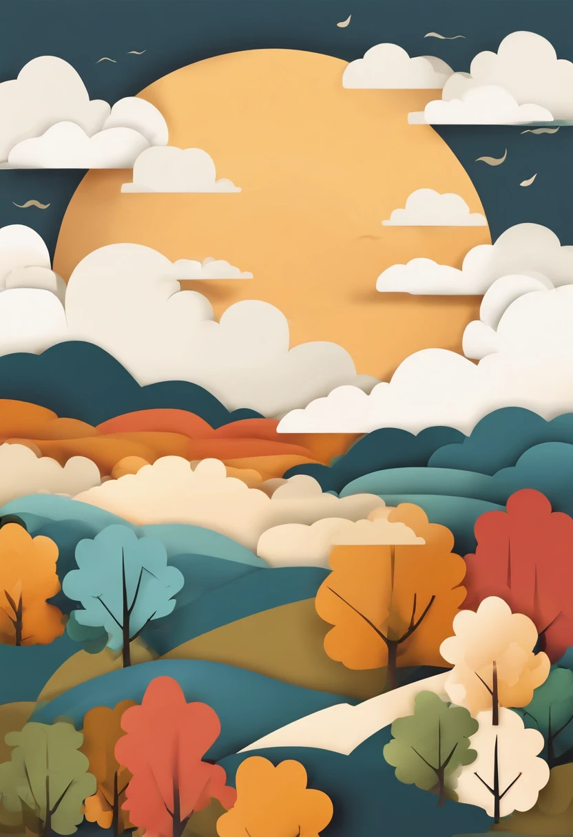 Autumn sky with clouds and sun