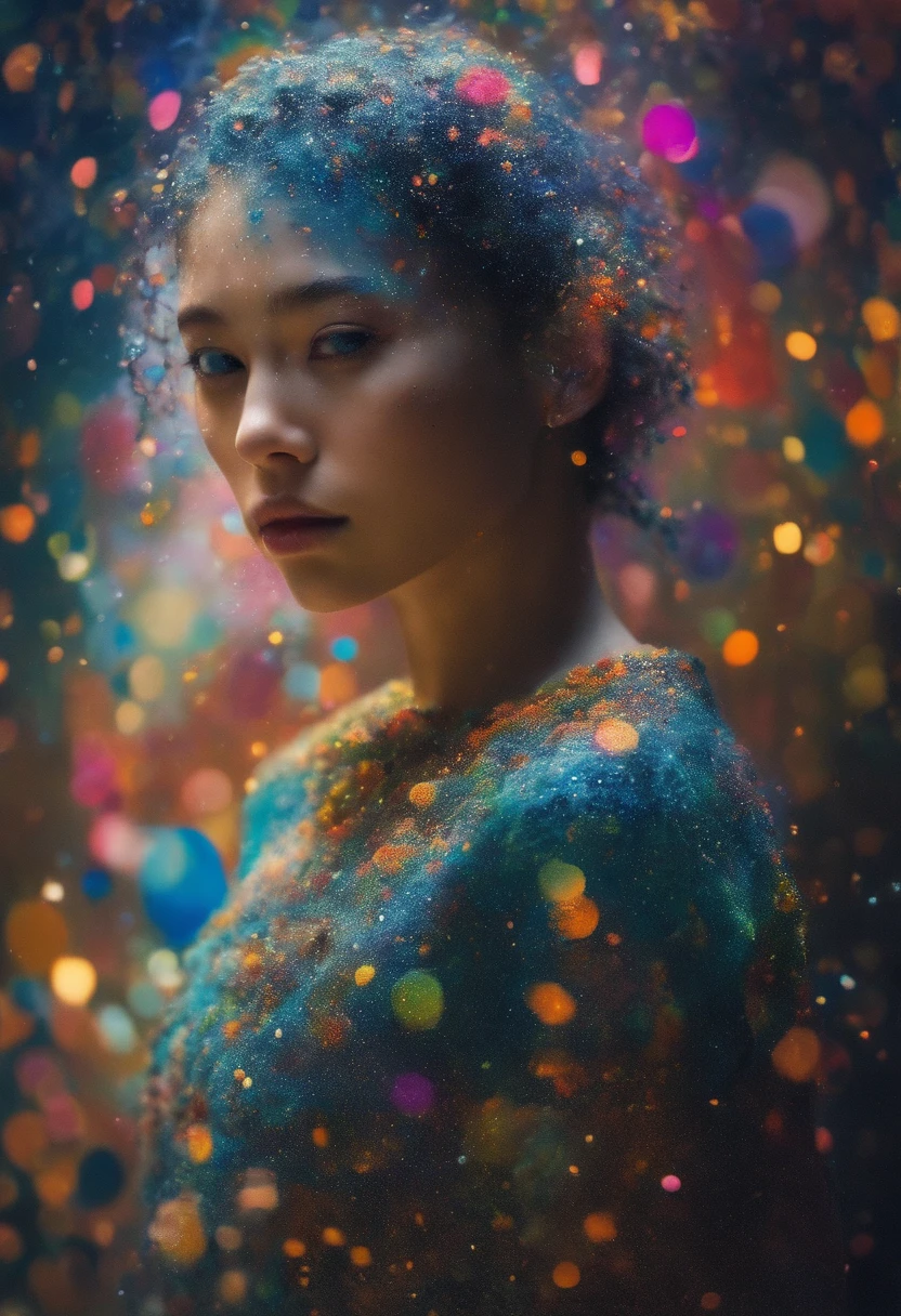 Absurd, high resolution, Ultra-detailed, (1 girl:1. 2), pointillism technique, Dashed shadow, Intricate details, tiny dots, Texture effects, Subtle gradients, Fascinating craftsmanship, Infrared photography, Otherworldly shades, surreal landscapes, Invisible light, ethereal glowing, Vivid colors, Phantom effect