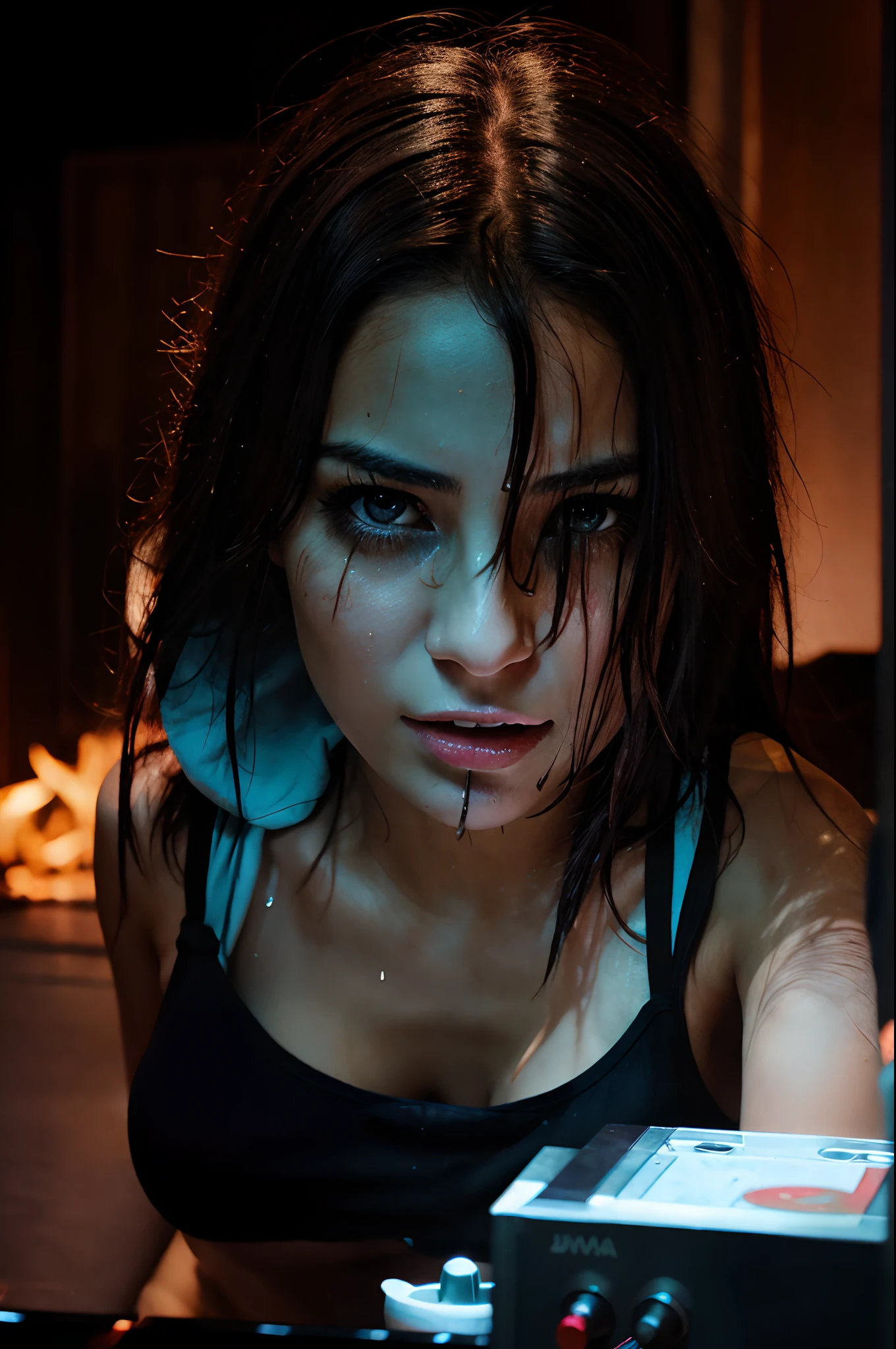 DJ Luna, drenched and exhilarated, screams again, a primal release of emotions. She's the psycho DJ,