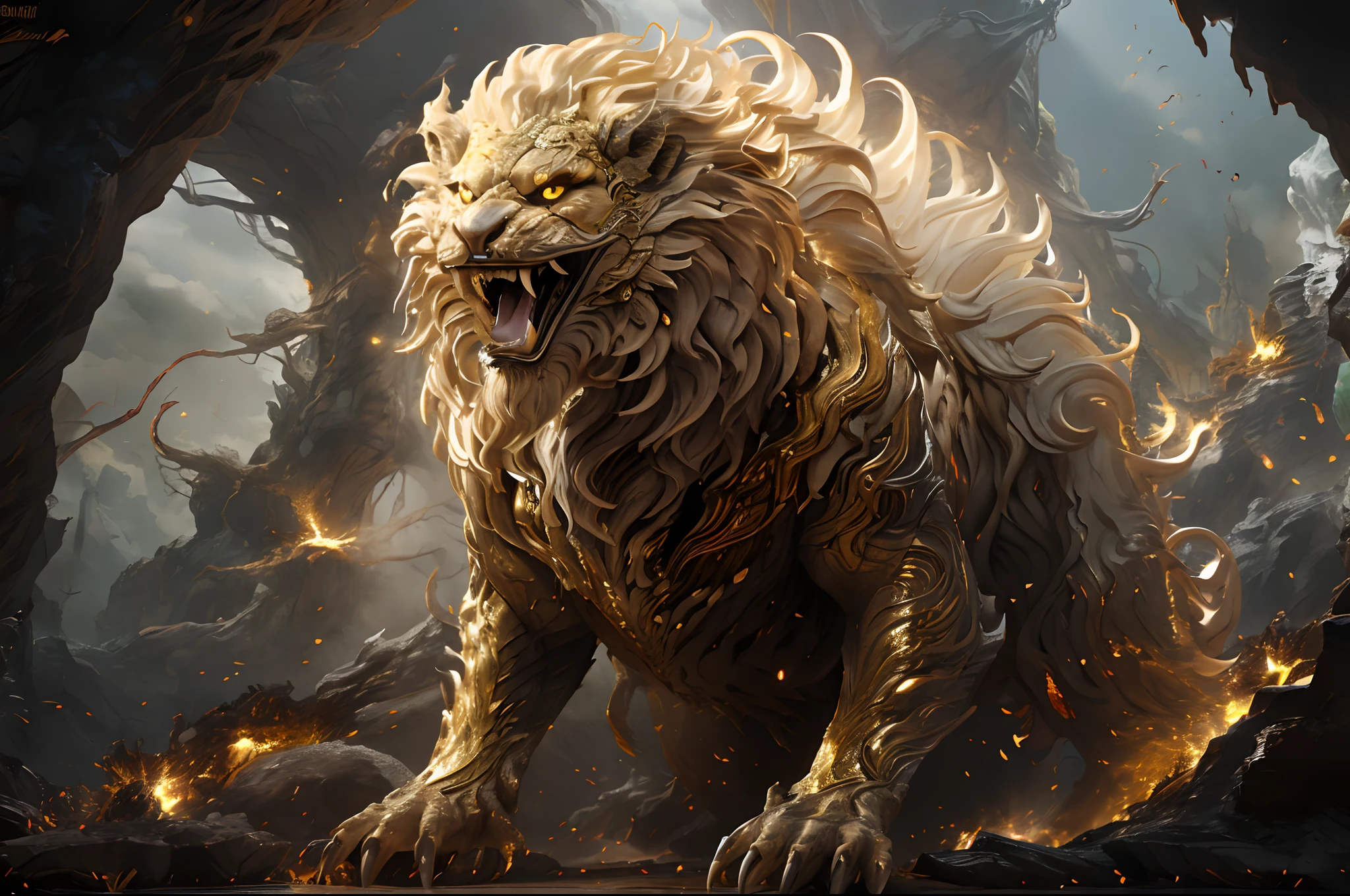 Big Yellow Cave Well,Masterpiece,超高分辨率,Exquisite details,Open your mouth,Sharp teeth,