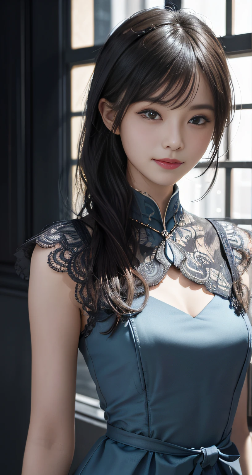 ​masterpiece, 1 beautiful girls, detaileds, top-quality, 超A high resolution, (Realistis: 1.4), OriginalPhoto, 1girl in, 电影灯光, A smile, japanes, a asian beauty,  clean, ultra beautiful, little young face, Beautiful skins, A slender, cyberpunk backgrouns, (A hyper-realistic), (hight resolution), (8K), (ighly detailed), (The best illustrations), (beautifully detailed eyes), (ultra-detailliert), (wall-paper), (详细的脸), How viewers look, fine detailed, A detailed face、pureerosfaceace_v1、A smile、46-point diagonal bangs、Facing straight ahead、Proper(Fashionable、colourfull、date dress)、body facing front、photos realistic、Happy smile when you see this、