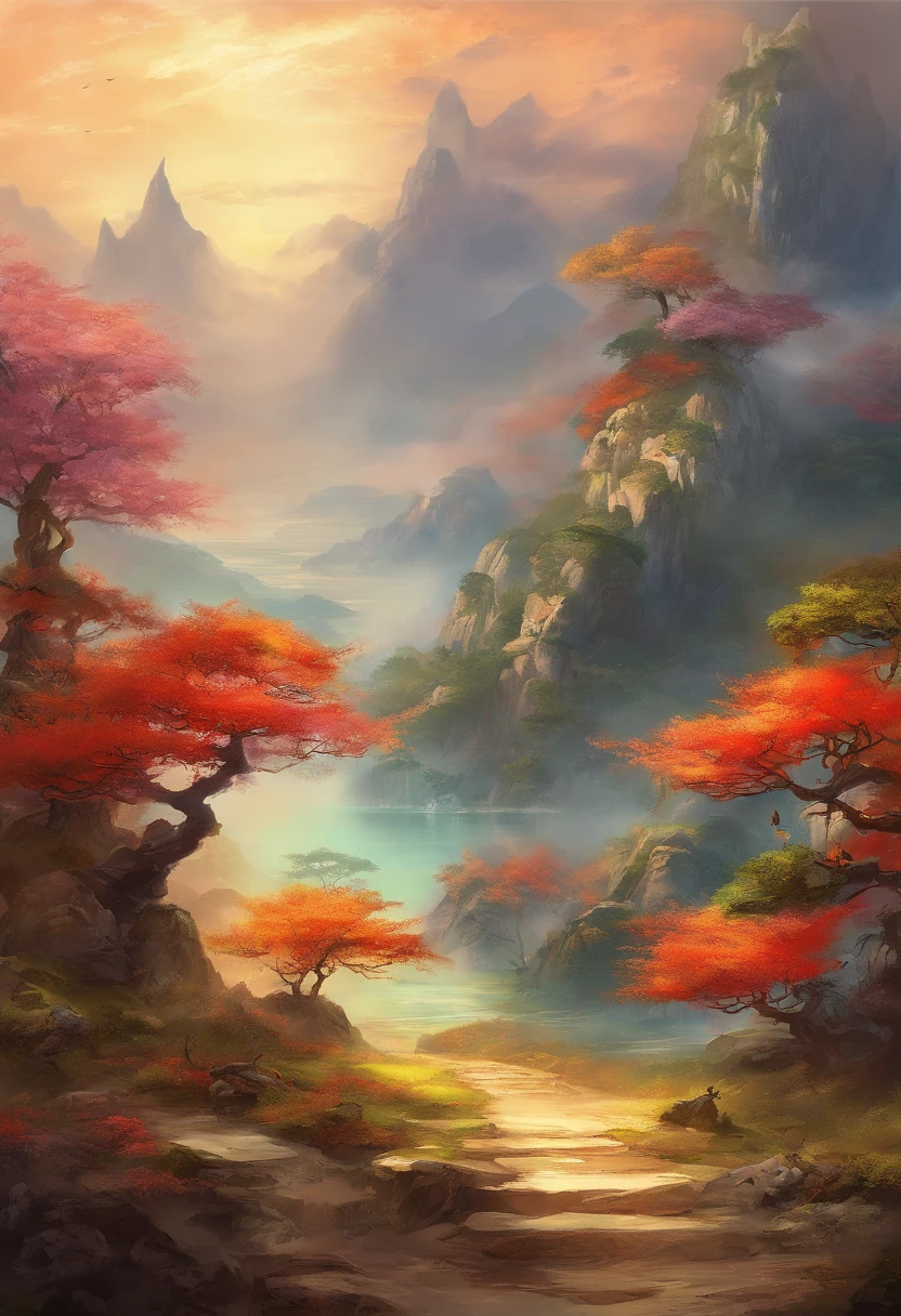 Chinese mythology,Mountain and Sea Sutra,cow head,(((One-legged))),((Spit fire in the mouth)),moor,tmasterpiece,Best picture quality,super-fine,Super magical,ultra - detailed,8K分辨率,OC renderer,dynamic viewing angle
