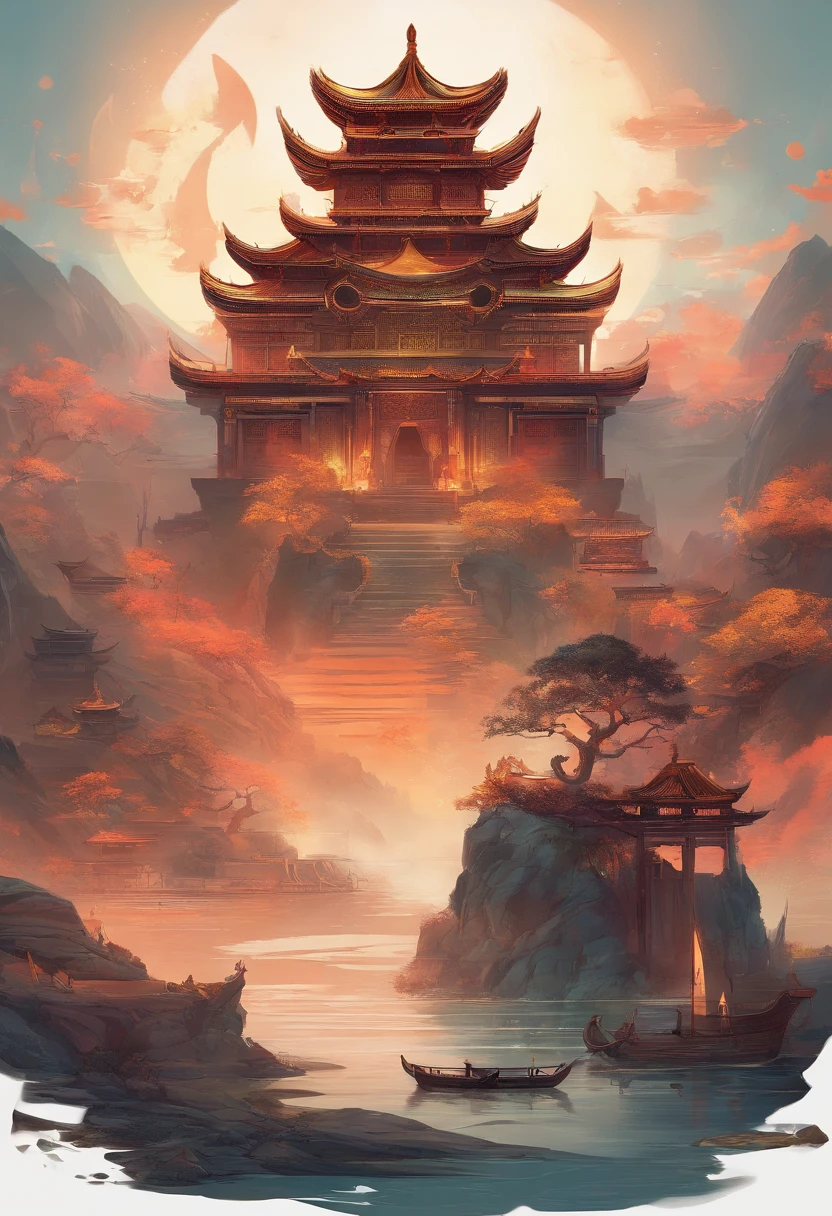 Chinese mythology，Mountain and Sea Sutra，cow head，（（（One-legged））），（（Spit fire in the mouth）），moor，tmasterpiece，Best picture quality，super-fine，Super magical，ultra - detailed，8K分辨率，OC renderer，dynamic viewing angle