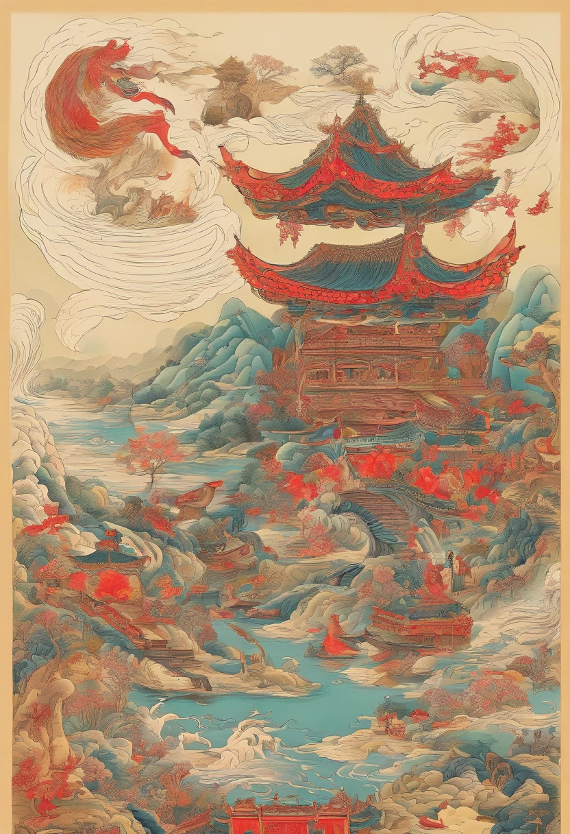 Chinese mythology,Mountain and Sea Sutra,cow head,(((One-legged))),((Spit fire in the mouth)),moor,tmasterpiece,Best picture quality,super-fine,Super magical,ultra - detailed,8K分辨率,OC renderer,dynamic viewing angle