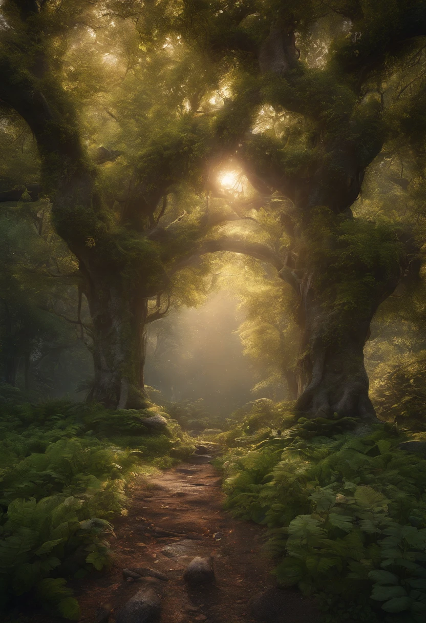 masterpiece, best quality, high quality,extremely detailed CG unity 8k wallpaper, An enchanting and dreamy scene of a fantasy forest, with towering trees, glowing mushrooms, and hidden fairy glens, creating a sense of mystique and enchantment, artstation, digital illustration, intricate, trending, pastel colors, oil paiting, award winning photography, Bokeh, Depth of Field, HDR, bloom, Chromatic Aberration ,Photorealistic,extremely detailed, trending on artstation, trending on CGsociety, Intricate, High Detail, dramatic, art by midjourney