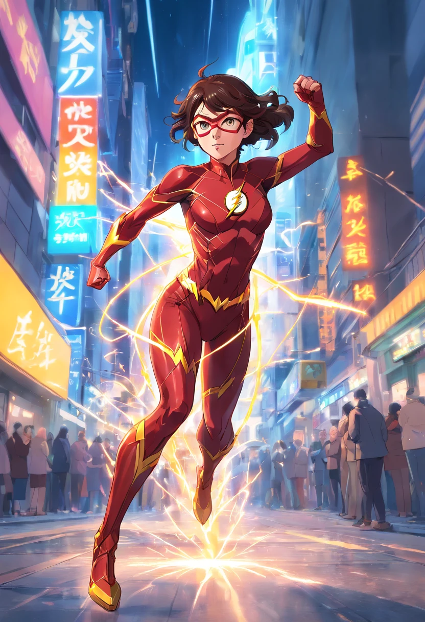 the flash in action, mcu, best entrence pose, ultra detail, 8k, eletric spark