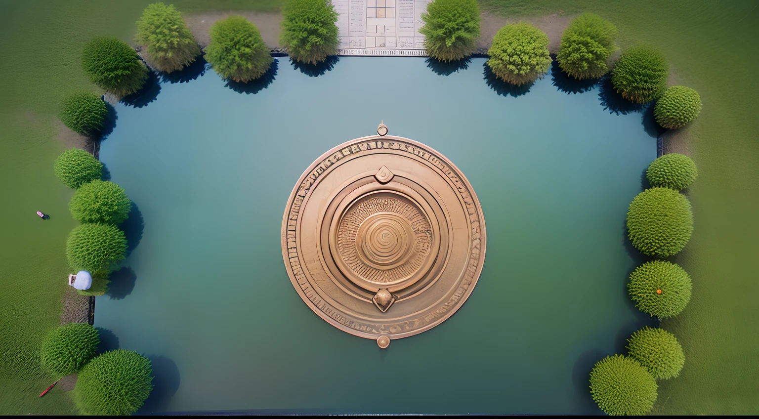 Aerial view of the square building with a fountain in the middle, a beautiful buddhist mandala, giant lotus mandala, color aerial photo drone, upper view, top - view, View from above, Yantra, looking from above, shot from above, photo taken from above, nanquan, Top-down view, top - down view, looking from above, top down shot