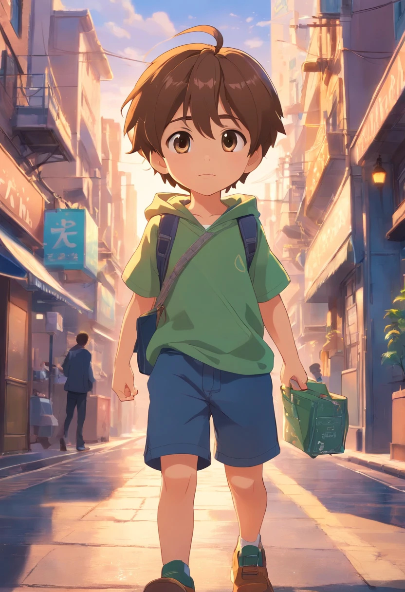6-year-old boy, ligh brown hair, s whole body, Disney Pixar, Cute