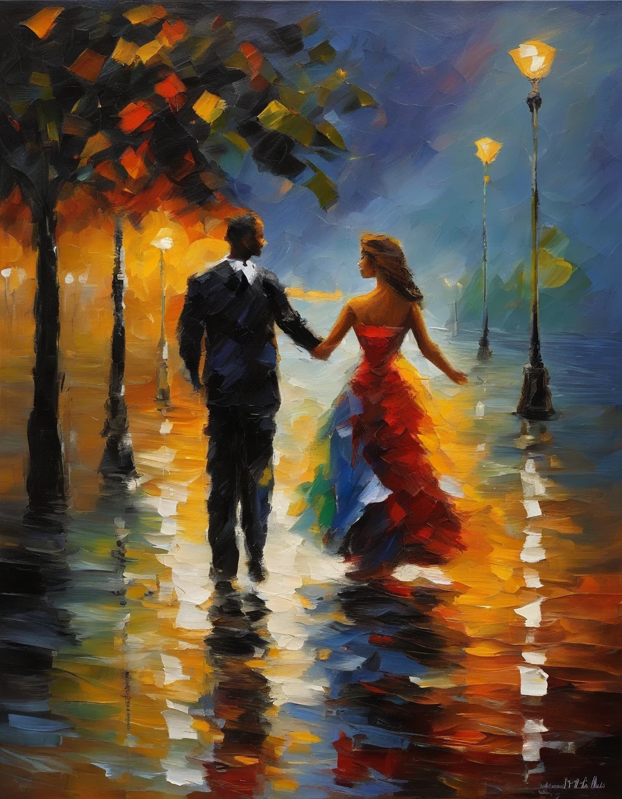 A couple waltzing under the moonlight, na beira do Rio Sena
