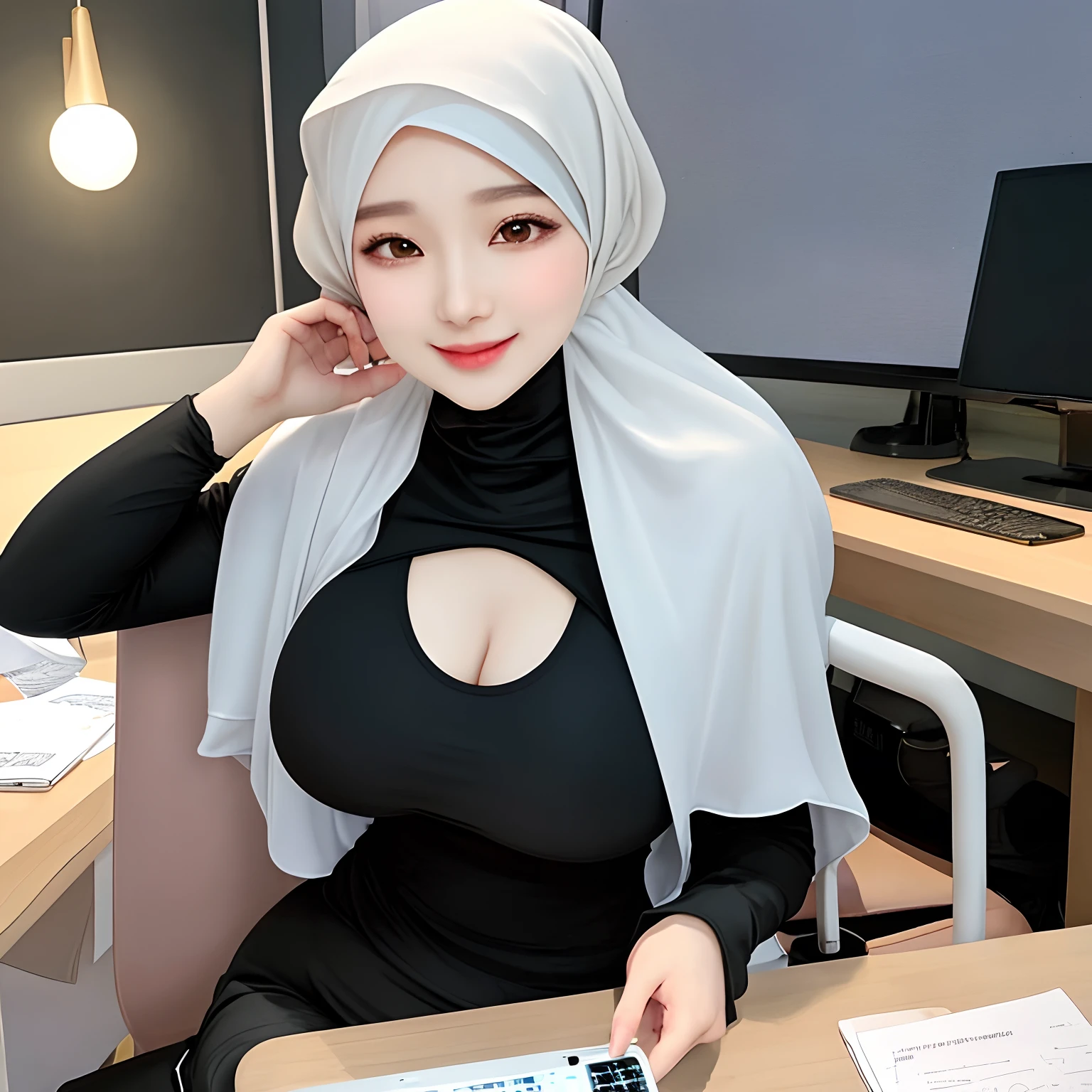 (Masterpiece, Best quality:1.4), (From below:1), (naked body:1), (Standing:1), hip focus, Cute face, Beautiful Delicate girl, view the viewer, violaceaess, gardeniass, 8K, offcial art, RAW photo, absurderes, constricted waist, No makeup, cleavage, (facelight, clear lighting, Sharp focus:0.8), living room background (Couch), Detailed eyes and face, (gigantic breasts:1.7), ((White shirt: 1.15, pleated skirt:1.13)), ((wearing hijab:1.7)), (nice hand and fingers), blushing face:1, shy, (Skirtlift:1), skirt lift, lifting up skirt.