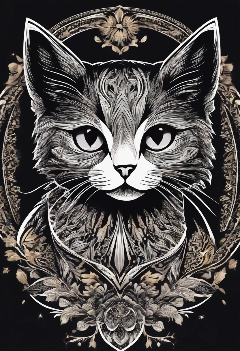 cute little Hachire Cat A logo Anime style The pattern is black