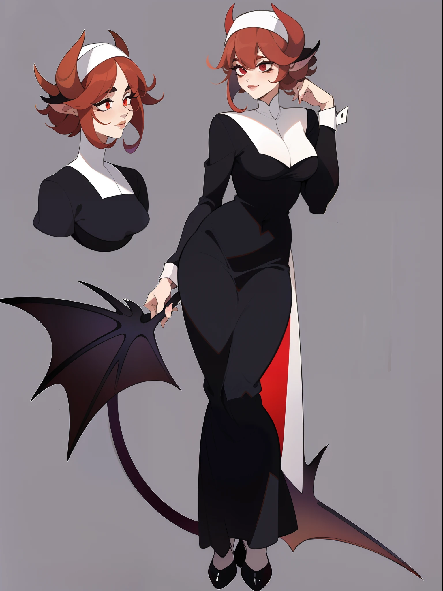 character concept adopt, female demoness , fullbody dress  (nun)