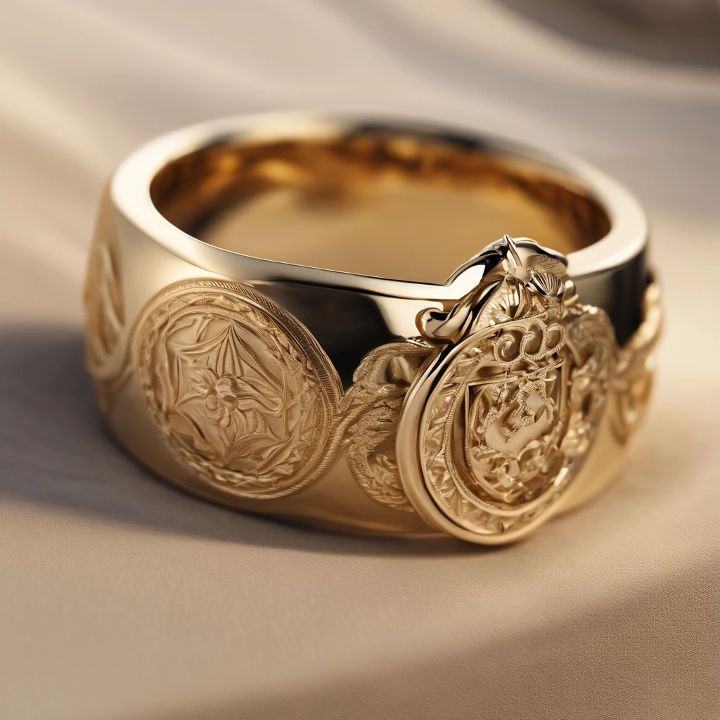 ((Ring design concept art)),Yellow gold ring,(Ring concept blueprint),((Dragon-shaped ring)),Engraved with a five-pointed star,(exquisite craft),Hemming,Natural sunlight,Shining Effect