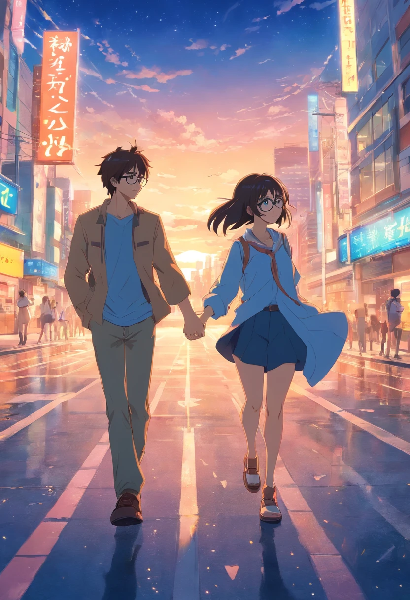 glasses couple anime happy anniversary