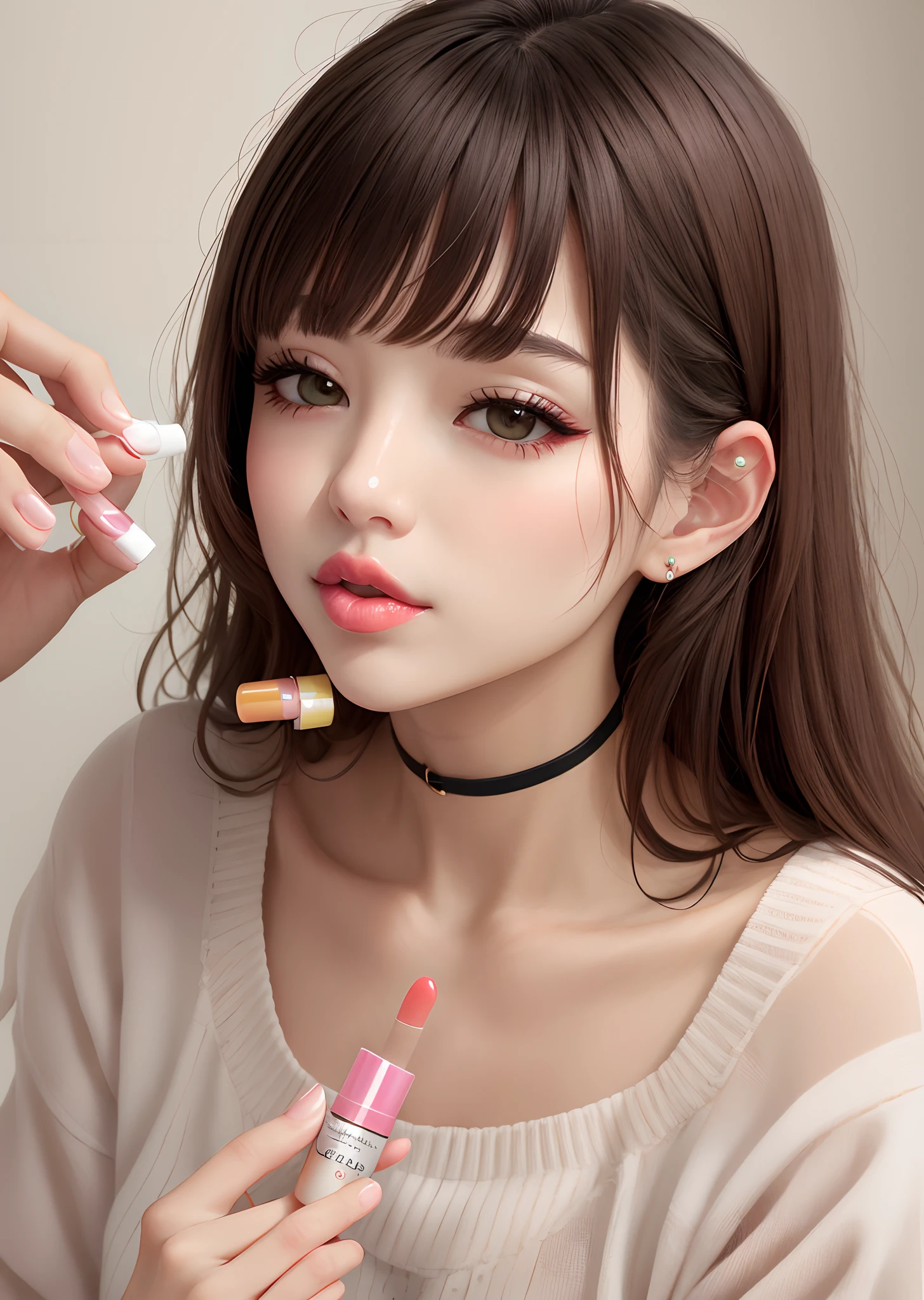 (8K、RAW Photos、Photorealsitic:1.25)、(lipgloss、Eye lashes、Shiny face、shinny skin、best qualtiy、超A high resolution、depth of fields、chromatic abberation、Caustics、Wide range of lighting、Natural Shading、Kpop Idle) The viewer looks calm and goddess-like with a sense of happiness、(Loose clothes、Ultra-thin fabric:1.2)、((small areolas、small tits:1.3))、happy smail、(( In a natural way))、(Thin and ultra-realistic eyebrows)、((Lower your arms))、((Lens aperture f1.8:1.3))、((No panties))