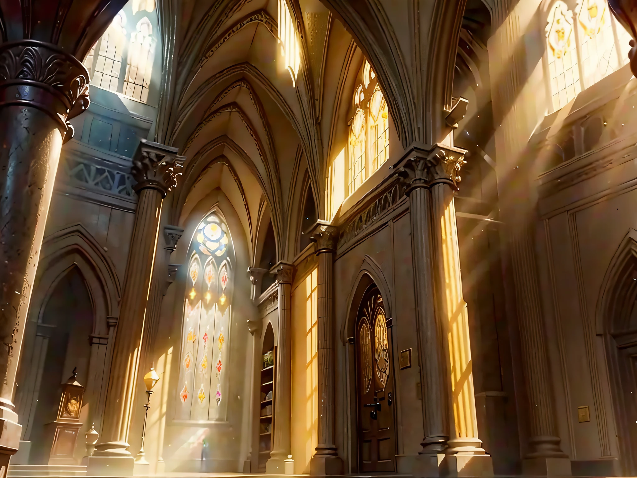 No one is Harry Potter background, inside, Warm light, Yellow light rays,4:3