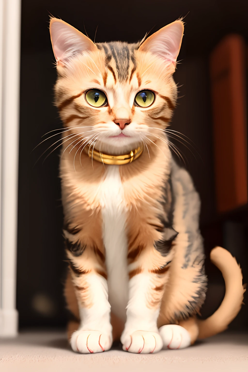 Domineering tabby cat with gold element