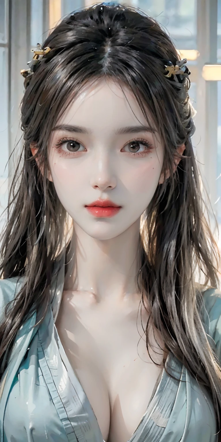 Photorealistic, high resolution, Soft light,1womanl, Solo, Hips up, (Detailed face), Silver hair, wie z_swarm, Colorful Hanfu tattoos, jewelry