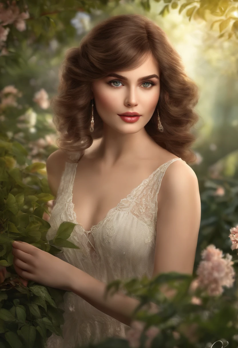 A girl in a garden,beautiful detailed eyes,beautiful detailed lips,extremely detailed eyes and face,longeyelashes,illustration,high quality,ultra-detailed,realistic,photorealistic:1.37,HDR,professional,vivid colors,portraits,warm color tone,natural lighting,sunlight filtering through trees