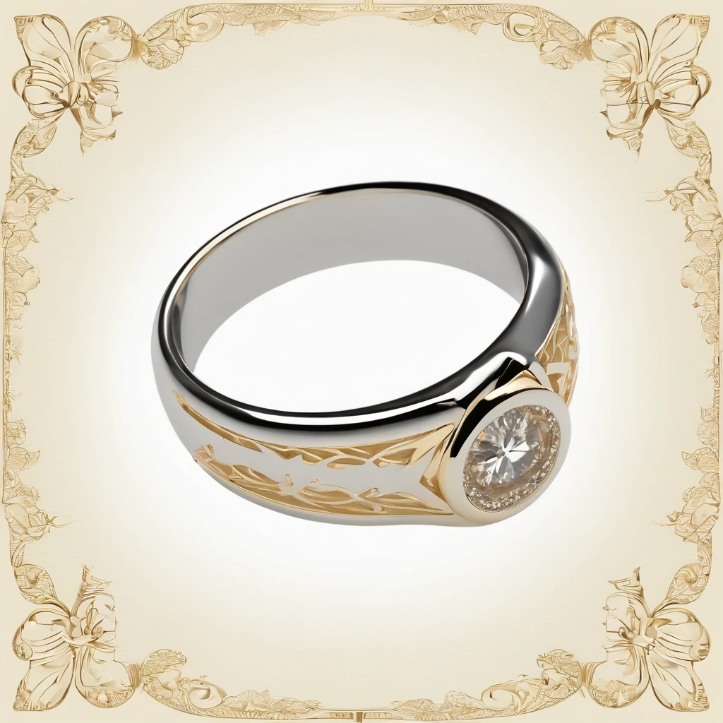 ((Ring design concept art)),Yellow gold ring,(Ring concept blueprint),Engraved with a five-pointed star,(exquisite craft),Hemming,Natural sunlight,Shining Effect