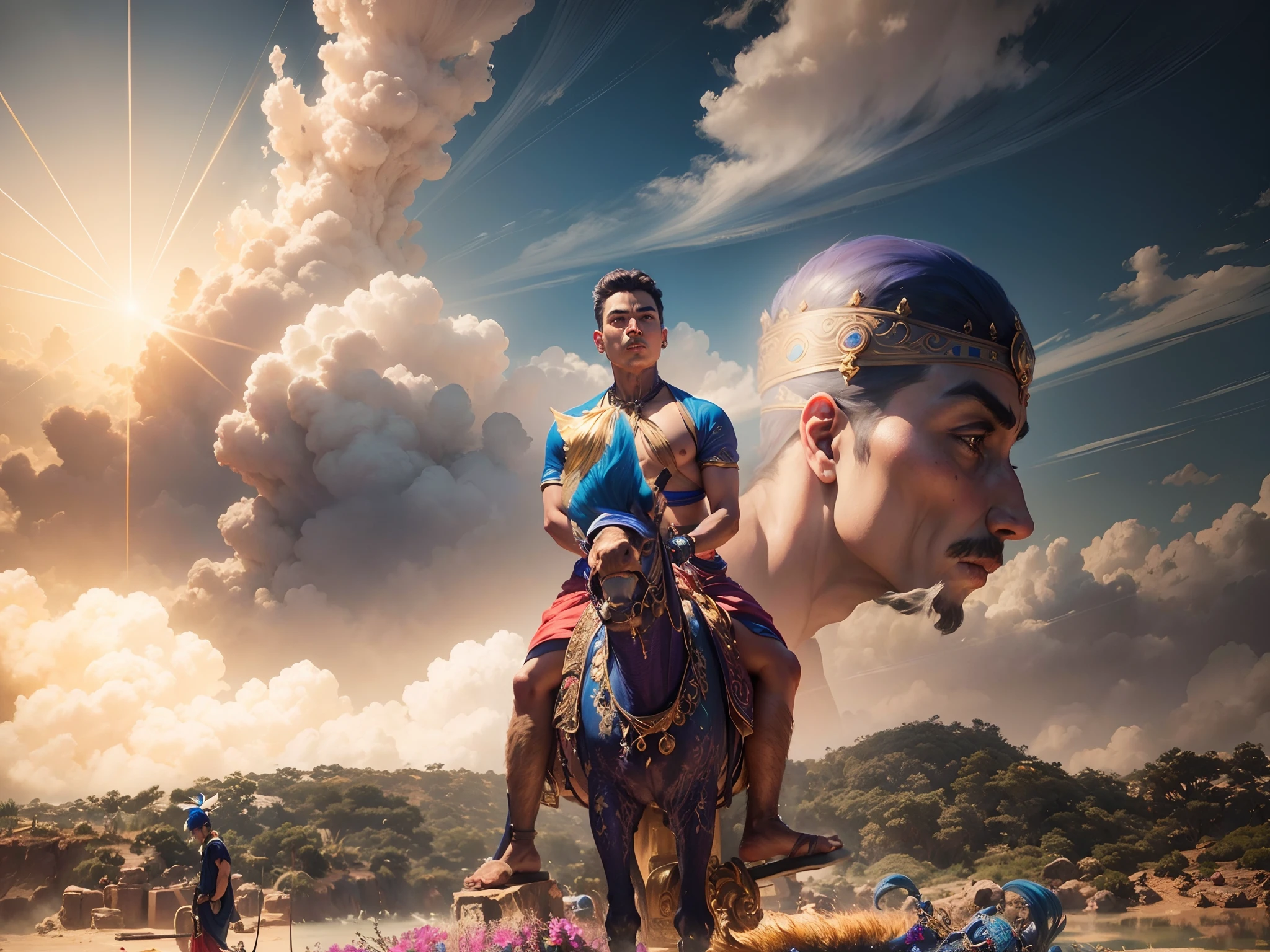 Genie,masterpiece, realistic photography, colorful background, detailed portrait, intricate details, rich colors, realistic style,