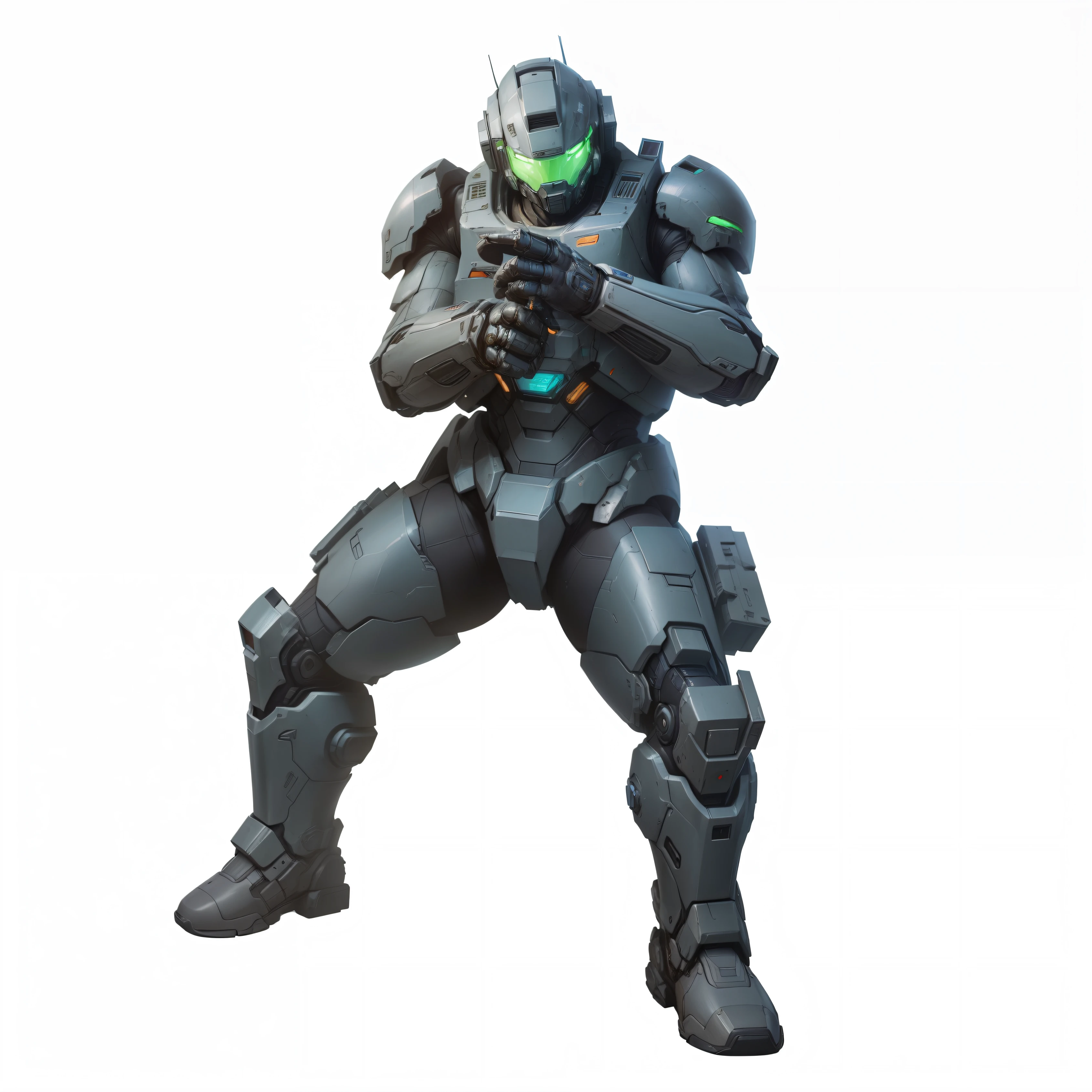 Robot suit armor, shooting pose, Game poster, Freeze frame of the game, game cg, hq artwork, Promotional poster of the game, HD artwork, Destruction of the cityscape, Master Chief in Cyberpunk City, high quality digital concept art, cg artist, game cover art, game key art, (8K, RAW photo, Best Quality, Masterpiece)