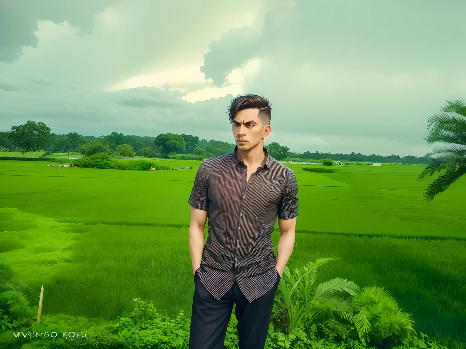 Changed background, sigma look,serious look.
