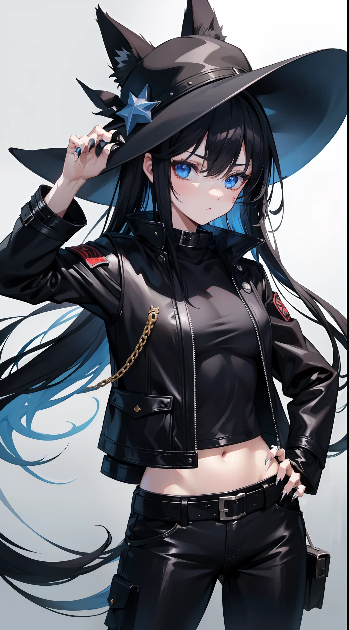 (masterpiece, best quality;1.3), extremely detailed , 1girl,  looking at viewer, pov,  <lora:blaock_rock_shooter015_anything_centmix3_gostmix:0.9> , fighting stance, blue eyes,
black rock shooter (character),  coat, collar, cuffs, flail, flat chest, front-tie top, jacket, long hair, midriff, scar, shackles, shorts, black bikini top, solo, star \(symbol\), swimsuit, twintails, uneven twintails, ((blue fire)),flaming eye, katana, blue fire on eye,
ruins, old castle, smoke, from below,